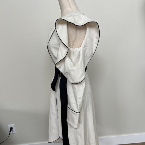 SELF-PORTRAIT Women's Monochrome Asymmetric Wrap Dress Size 2 In White - Picture 4 of 12